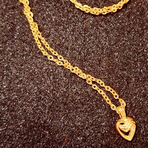 Vintage 80's 19" Gold Plated Friendship Heart Necklace